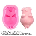 Pink silicone mold and cute lying pig gypsum product with detailed size measurements - Style 1-Prone Pig / Pink