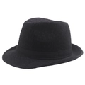 Klassieke zwarte wollen fedora hoed met gebreide textuur en grosgrain lint - 58cm / donkergrijs