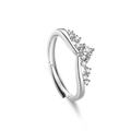 Verstelbare S925 sterling zilveren V-vormige kroonring met schitterende zirkonia steen - Verstelbaar Open / Damesstijl