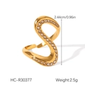Detail shot of a golden S-shaped zircon ring showing dimensions 2.44cm and weight 2.5g - S-Shape Open Style with Zirconia (HC-R30377)