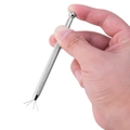 Silver metal four-claw tool for grasping 3-10mm jewelry beads with knurled handle - Silver