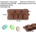 Silikonform mit 7 großen Kaffeebohnen für Schokolade und Mousse-Kuchendekorationen - 7-Loch Kaffeebohnen Schokolade