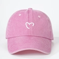 Gorra de béisbol de algodón lavado rosa con bordado de corazón y correa ajustable - Talla única / Rosa