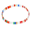 Boho Tila-Perlenarmband mit bunten rechteckigen Fliesenmustern und elastischem Band - Regenbogen