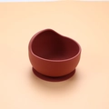 Silicone snail-shaped baby bowl with suction base in deep red for infant feeding - Snail Bowl / Brick Red