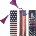 Set segnalibri pittura diamante 5D con motivi bandiera USA e Statua Libertà - Bandiera Americana e Statua della Libertà (SQ-186) / Set di 3 (Materiali Opzionali)