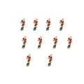 Set di dieci ciondoli a forma di bastoncino di zucchero smaltato con fiocchi dorati - 9# Stile Bastone con Fiocco (XH50911)