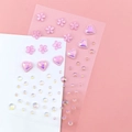 Pink floral and heart-shaped face gems for fairy-style eye makeup and facial decoration - Pink Flower Heart Jewels (BJA-647)