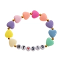 Colorful acrylic heart beads bracelet with MY SIS letter charms and gold accents - Heart Shape - MY SIS