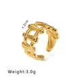 Adjustable 1.2cm wide gold hollow woven stainless steel ring for women in minimalist style - Simple Luxury Hollow Braid Texture Open Style / Gold