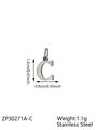 Polished stainless steel letter C pendant with size dimensions 1.2cm height and 0.9cm width - Letter-C / Steel