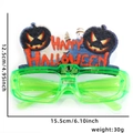 Dettaglio degli occhiali LED per Halloween con montatura a zucca verde e dimensioni - Montatura Luminosa / Lettere Zucca del Diavolo