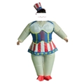 Inflatable circus clown costume with red white stripes and blue star pattern - Independence Day Women / One Size