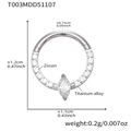 Titanium alloy nose ring with 5A zircon inlay, technical specs and sizing guide - V-Shape Zircon Style (T003) / Steel