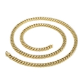 Polished golden stainless steel Cuban link chain necklace with secure round clasp finish - 6mm Gold Necklace