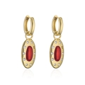 18K vergoldete Ohrhänger mit rotem Zirkon und mikrogefasstem Kristall-Heiligenschein - Rot & Gold