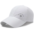 Breathable quick-dry white baseball cap with laser-cut ventilation holes and logo - Adjustable / White