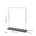 Golden metal necklace display stand with walnut wood base and 13 hooks 34x38cm - 22 Hooks Necklace Rack