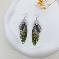 Orecchini a farfalla in argento S925 verde foresta con cristalli brillanti e paillettes - Vintage Verde Strass-Argento
