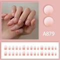 Elegant peach cinnamon ombre press-on nails in medium square round shape with gloss finish - A879 (Glue Type)
