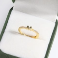 18k gold plated brass ring with diamond-studded letter M on a green velvet box - Letter M Gold