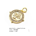 Detail view of a 19mm gold plated copper zircon pendant with a tree of life design - Tree of Life Disc-Gold (Pendant Only)