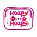 Transparent PVC makeup bag with rose red trim and happy 520 smiley face print - 067-Happy 520 Rose