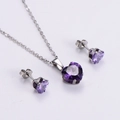Elegant jewelry set with purple heart zircon pendant necklace and matching stud earrings - Purple Heart Jewelry Set