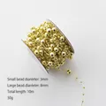 10m golden pearl bead chain with 3mm and 8mm beads for Christmas DIY decoration - Gold Fishing Line Beads 10m