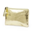Minimalist gold PU leather coin purse with a metallic finish and zipper closure - Small / Gold