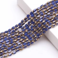 Blue and gold 4x6mm oval glass seed beads strands for DIY jewelry making - 4x6mm Gold Edged Seed Beads approx. 48pcs/Strand / Porcelain Blue Gold Edge