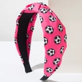 Cerchietto rosa con nodo e stampa calcio classica da donna con fascia larga in tessuto - Rosa Rosso