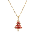 Collana placcata oro 18K con pendente albero di Natale rosso e dettagli in zircone - Albero di Natale rosso / Rosso