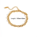 Golden 18k plated stainless steel heart bracelet with 180mm+60mm extension chain - Simple Gold Link Chain Bracelet (TB5133)