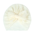 Turbante in pizzo color crema per neonati con grande fiocco decorativo morbido - Bianco Sporco