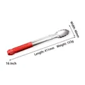 16-inch stainless steel food tongs with red non-slip handle and scalloped head design - 16 Inch (41*4.2cm)