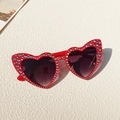 Kids heart shaped sunglasses in red finish with sparkling rhinestone encrusted frames - Red