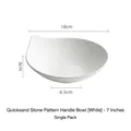 7-inch white ceramic salad bowl with quicksand stone texture and leaf-like organic shape - 7" / White