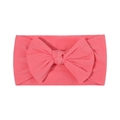 Pink nylon baby headband with large soft knit bow for newborns and infants - Hot Pink