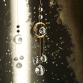 Golden suncatcher with moon relief and multi-faceted crystals casting rainbow spots - 4# Moon 30 Crystal Ball / 44cm/81g