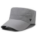 Men's grey quick-dry cadet cap with breathable mesh holes and metal triangle badge - Light Gray