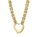 Golden chunky woven chain necklace featuring a large open heart-shaped pendant design - Gold Necklace 45cm (KN24630-Z)