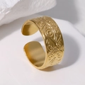 Verstellbarer goldener Edelstahlring mit Vintage-Dämonenauge- und Schmetterlingsgravur - Verstellbar / Gold
