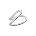 Silver minimalist double-layer ear cuff featuring a polished metal geometric design - Simple Double Line Wrap Style (White K5976)