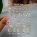 Waterproof heart nail decals with gold love letters and romantic couple designs - English Phrases Style (XZ-D2304) / Gold