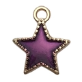 Star-shaped purple enamel alloy pendant with golden metal frame for jewelry making - Star (13311)