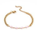 Gold-plated stainless steel chain bracelet with four pink enamel lip charms - Pink Lips Charm