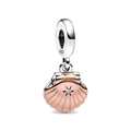 Two-tone seashell charm in silver and rose gold with diamond and 2023 engraving - 2023 Two-Tone Shell Zirconia Charm