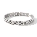 Technical view of a silver stainless steel watchband style bracelet with dimensions and weight - President Three-row Link Style (HC-B20399-S)