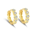 Elegant gold S925 silver hoop earrings with shimmering micro-paved cubic zirconia - 925 Silver / Gold